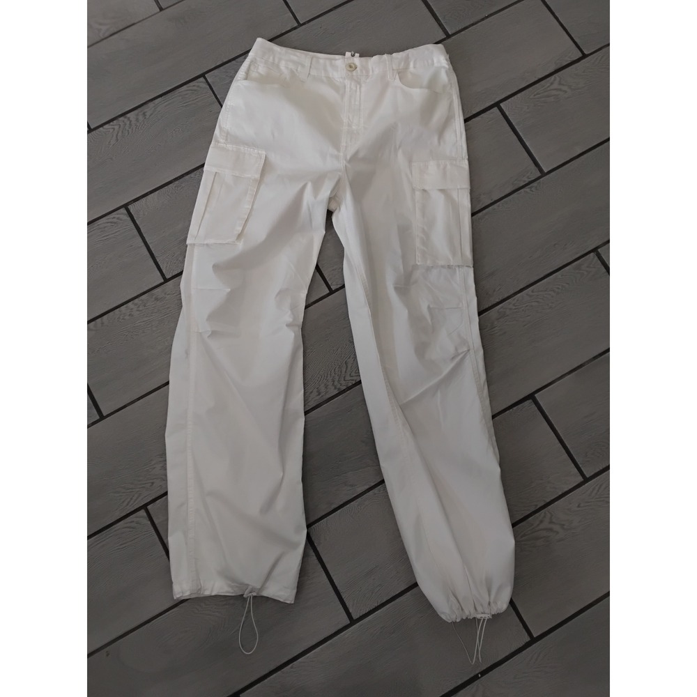 Good American Ivory White Cargo Parachute Pants Bungee Hem Size 8/29 NWT - Picture 1 of 6